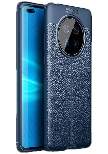 Huawei Mate 40 Pro Kılıf Niss Silikon Deri Görünümlü Lacivert