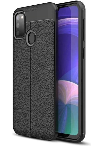 Samsung Galaxy M30S Kılıf Niss Silikon Deri Görünümlü Siyah