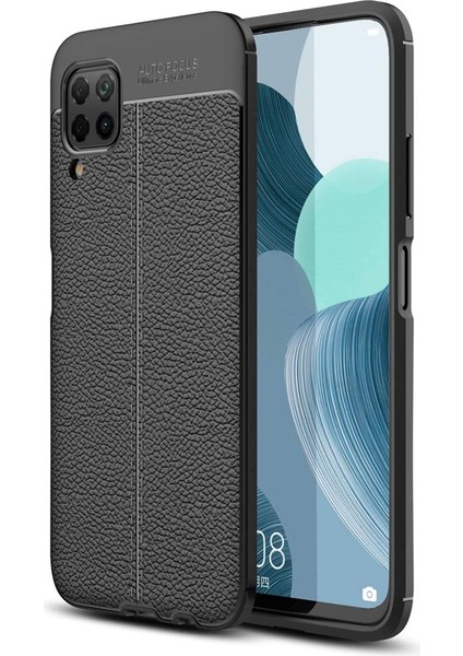 Huawei P40 Lite Kılıf Niss Silikon Deri Görünümlü Siyah