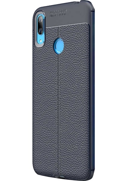 Huawei Y6S 2019 Kılıf Niss Silikon Deri Görünümlü Lacivert