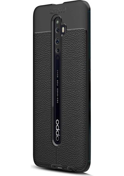 Oppo Reno 2z Kılıf Niss Silikon Deri Görünümlü Siyah