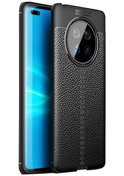 Huawei Mate 40 Pro Kılıf Niss Silikon Deri Görünümlü Siyah