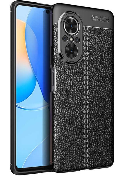Huawei Nova 9 Se Kılıf Niss Silikon Deri Görünümlü Kamera Korumalı Siyah