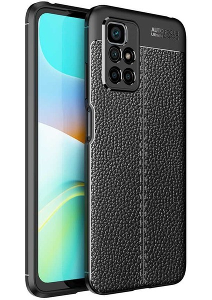 Xiaomi Redmi 10 Kılıf Niss Silikon Deri Görünümlü Kamera Korumalı Siyah