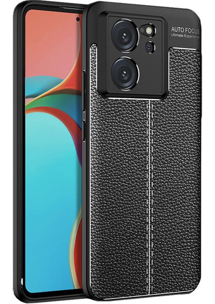 Xiaomi Mi 13T 13T Pro Kılıf Niss Silikon Kamera Korumalı Deri Görünümlü Siyah