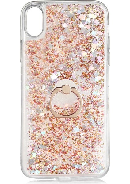 Apple iPhone Xr Kılıf Milce Sulu Yüzüklü Silikon Arka Kapak Gold