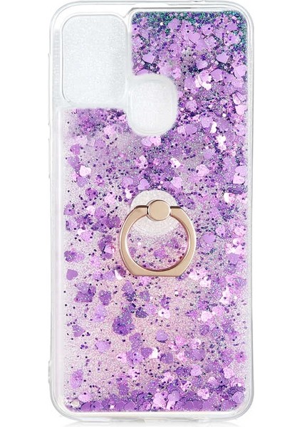 Samsung Galaxy M31 Kılıf Milce Sulu Yüzüklü Silikon Arka Kapak Mor