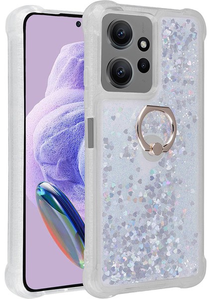 Xiaomi Redmi Note 12 4g Kılıf Milce Sulu Yüzüklü Silikon Arka Kapak Gümüş