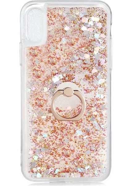 Apple iPhone x Kılıf Milce Sulu Yüzüklü Silikon Arka Kapak Gold