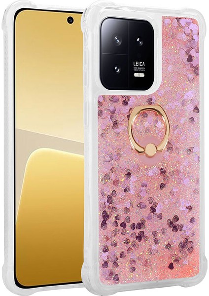 Xiaomi Mi 13 Pro Kılıf Milce Sulu Yüzüklü Silikon Arka Kapak Pembe
