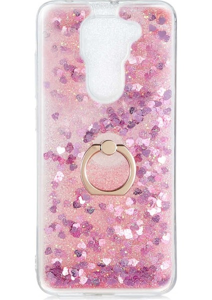 Xiaomi Redmi Note 9 Kılıf Milce Sulu Yüzüklü Silikon Arka Kapak Pembe