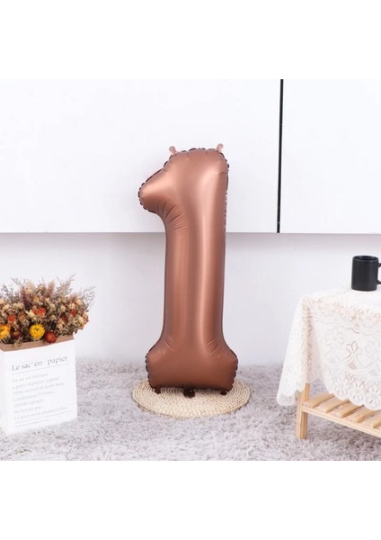 Çikolata Rakam Folyo Balon 1 Yaş 75 cm