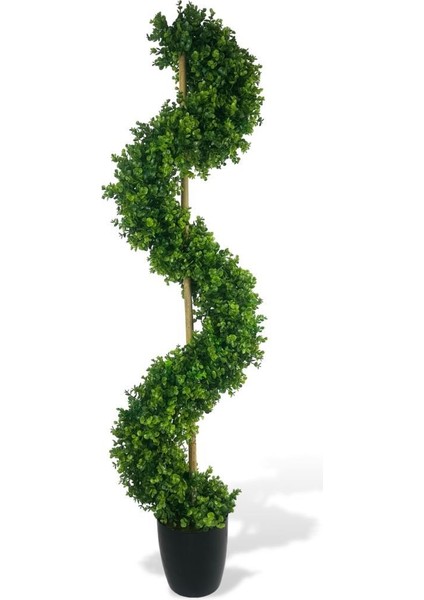 Yapay Ağaç Spiral Şimşir Ağacı 160CM Bambu Saplı Salon Bitkisi Düz Yeşil