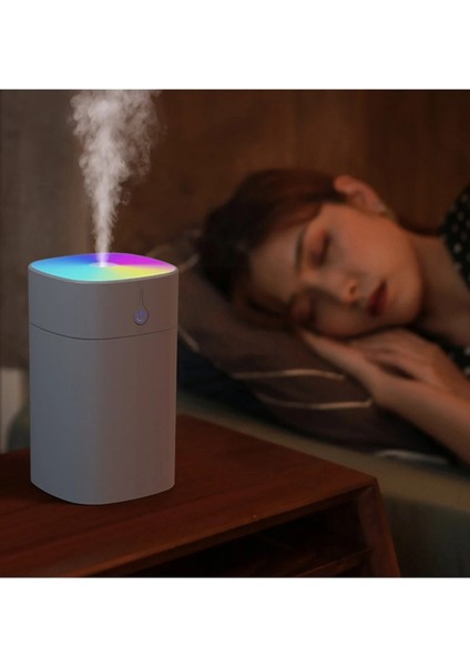 2 Yıl H2O Humidifier 400 ml Ulrasonik Hava Nemlendirici Buhar Makinesi ve Aroma Difüzörü Gri