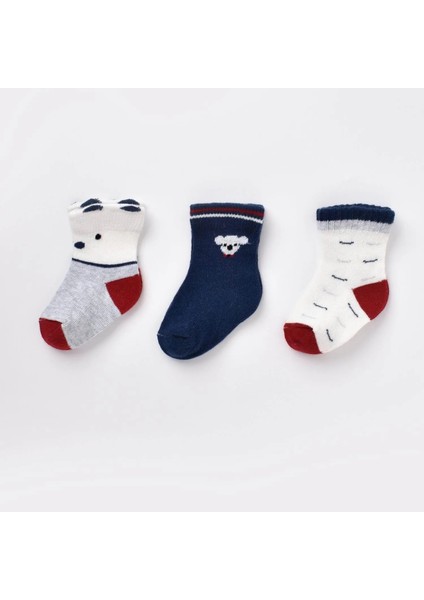 Bibaby Biorganic Papyonlu Koala Erkek 3'lü Çorap 68447 Lacivert