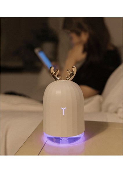 Beyaz Geyikli LED Işıklı Hava Nemlendirici Buhar Makinesi Lovely Humidifier 1 Yıl modelleri