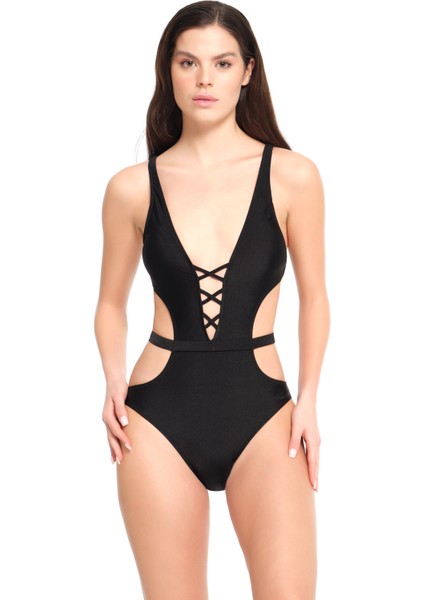 Kadın Siyah Derin Dekolteli Mayokini 23S107ST indirimleri