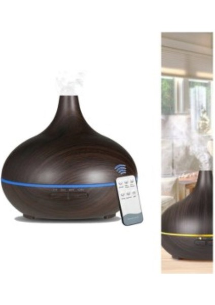 Kahverengi Aroma Difüzör Gece Işığı 7 LED Nemlendirici Kumandalı Buhar Makinesi 550ML 2 Yıl fırsatları