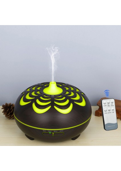 Siyah Hava Nemlendirici Aromatik Oda Kokusu Difüzörü Buhar Ultrasonik LED Işıklı 500 ml Buhar Makin