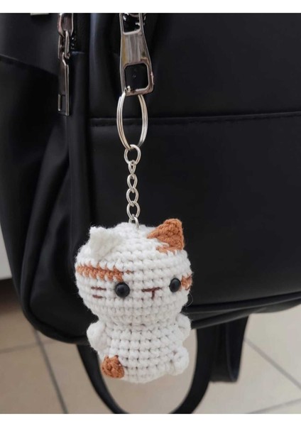 Trendo Gurumi Amigurumi Oyuncak Anahtarlık  Hediyelik (Kedi-6 Cm)