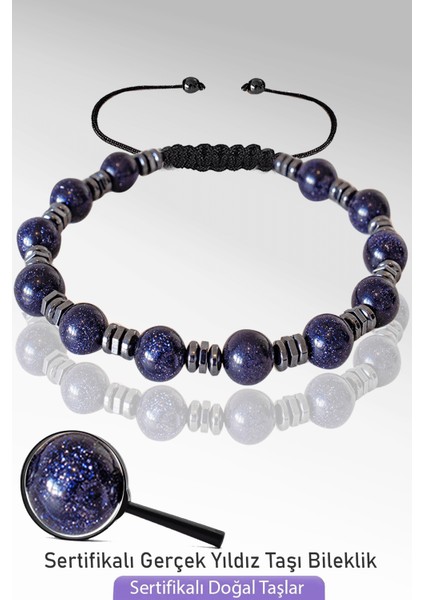 Sertifikalı Mavi Yıldız Taşı Doğal Taş Bileklik