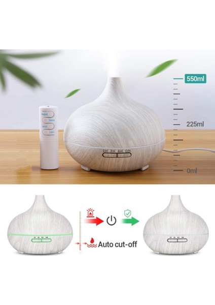 Beyaz Aroma Terapi Oda Hava Nemlendirici Işıklı Ultrasonik Buhar Makinesi Ahşap Görünüm 7 Renk LED fırsatları