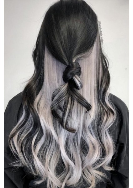 Kır Beyazı Yarım Ay Saç – Sentetik Çıt Çıt – 3 Parça