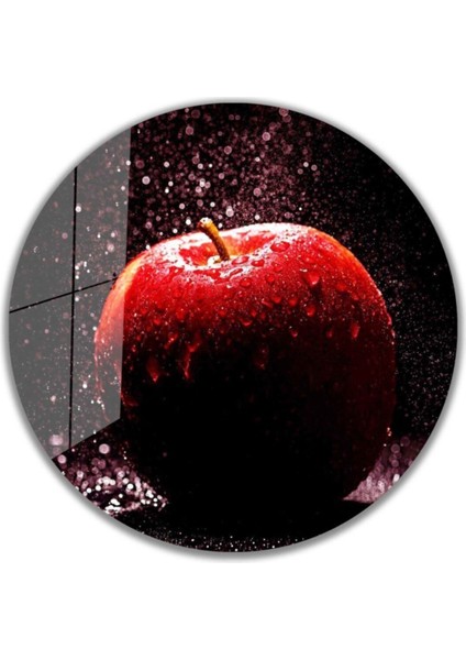 Elma Yuvarlak Cam Tablo 4mm Dayanıklı Temperli Cam