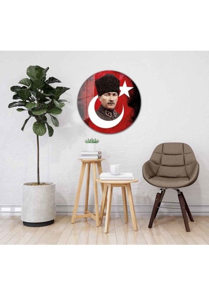 Atatürk Cam Tablo Yuvarlak 4mm Dayanıklı Temperli Cam fiyatları