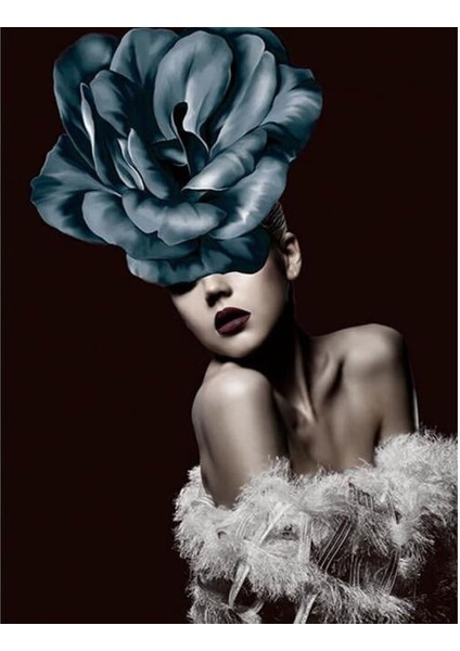 Canvas Mavi Cazibe Renkli Sayılarla Boyama Seti Kasnaklı