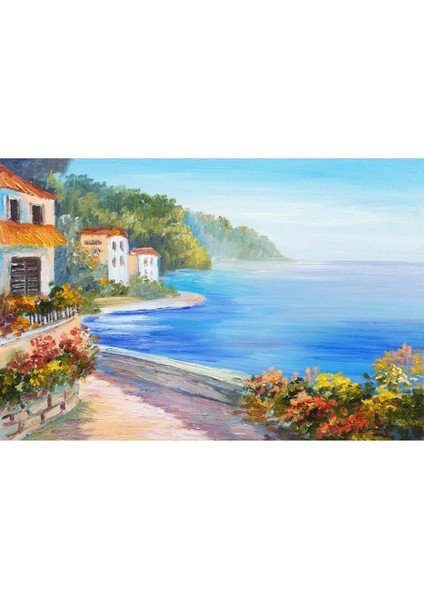 Canvas Denizde Bakıs Sayılarla Boyama Seti Sayılarla Boyama Seti Kasnaklı