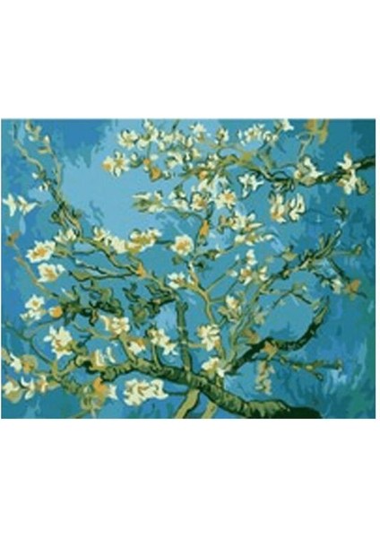 Canvas Van Gogh Badem Ağacı Sayılarla Boyama Seti Kasnaklı