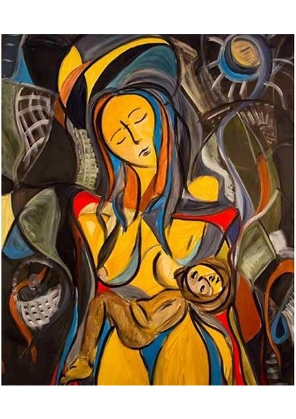 Canvas Anne Sevgisi Sayılarla Boyama Seti Kasnaklı