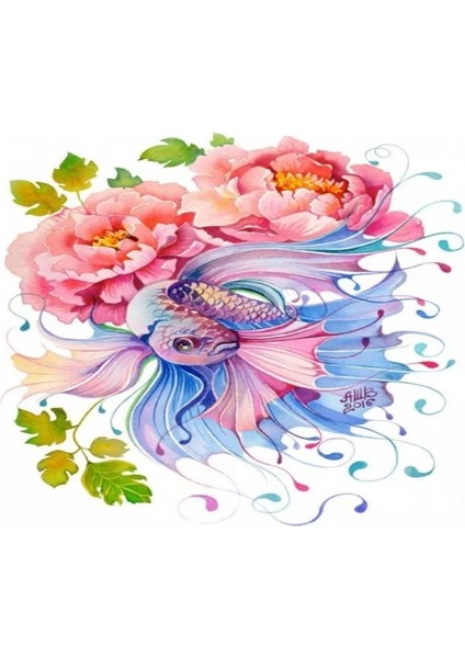 Canvas Beta Balığı ve Çocuklar Sayılarla Boyama Seti Kasnaklı