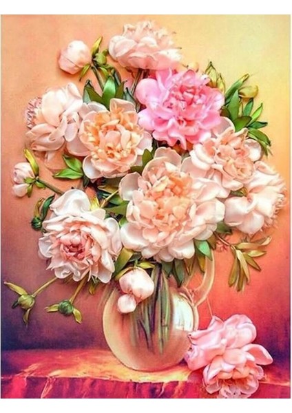 Canvas Bir Demet Sakayık Renkli Sayılarla Boyama Seti Kasnaklı