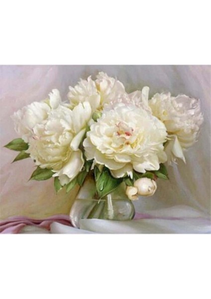 Canvas Duru Çiçek Sayılarla Boyama Seti Kasnaklı