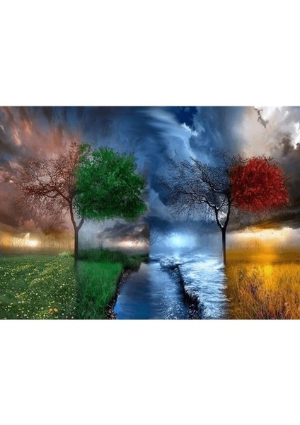 Canvas Dört Mevsim Sayılarla Boyama Seti Kasnaklı