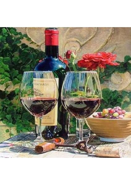 Canvas Sarap Keyfi Sayılarla Boyama Seti Kasnaklı