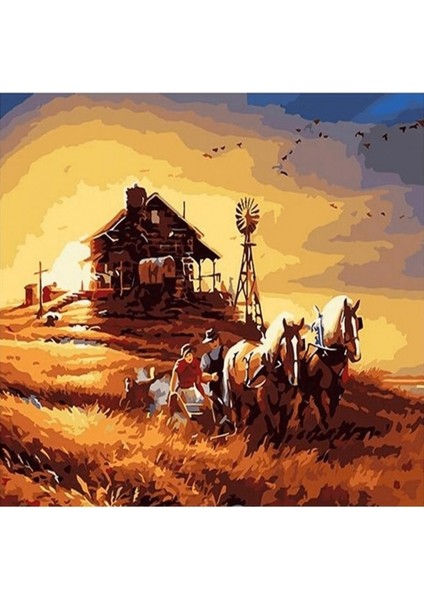 Canvas Basak Tarlası Sayılarla Boyama Seti Kasnaklı