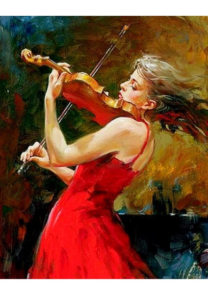 Canvas Keman ve Ask Sayılarla Boyama Seti Kasnaklı