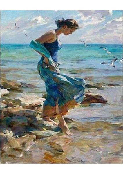 Canvas Denizdeki Ayaklar Sayılarla Boyama Seti Kasnaklı