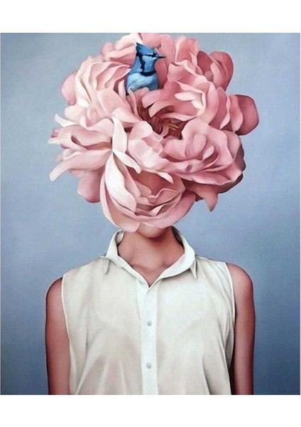 Canvas Çiçek Kadın 27 Sayılarla Boyama Seti Kasnaklı