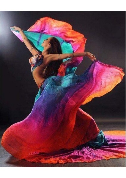 Canvas Renkli Elbiseli Danscı Sayılarla Boyama Seti Kasnaklı