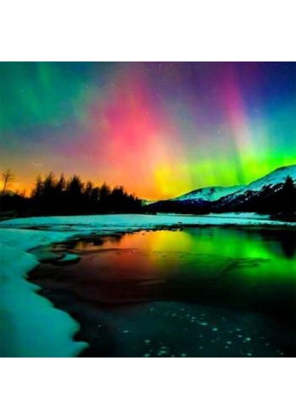 Canvas Renkli Göl Sayılarla Boyama Seti Kasnaklı