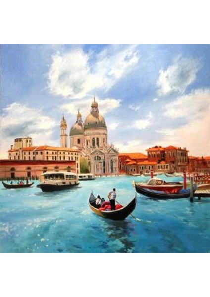 Canvas Italyada Bir Gün Sayılarla Boyama Seti Kasnaklı