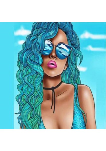 Hobby Mavi Kadın Sayılarla Boyama Seti Rulo