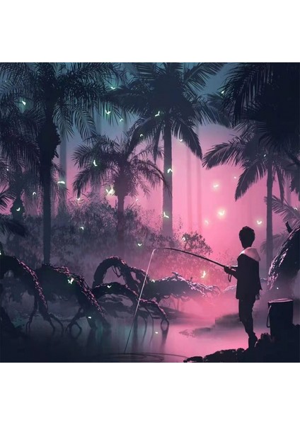 Canvas Balık Tutma Sevdası Sayılarla Boyama Seti Kasnaklı