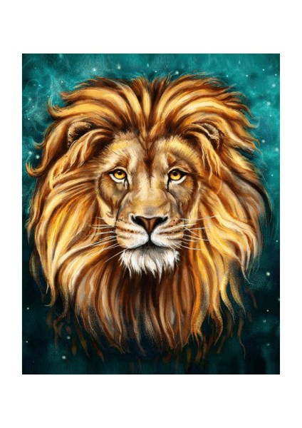 Canvas Tek Aslan Sayılarla Boyama Seti Kasnaklı