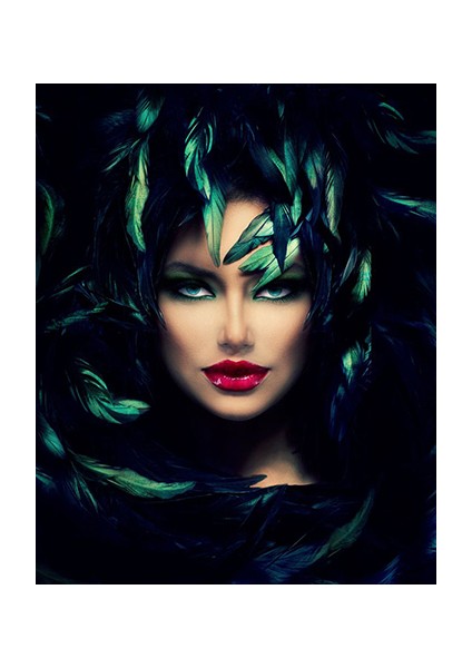 Canvas Yesil Gözler Sayılarla Boyama Seti Kasnaklı