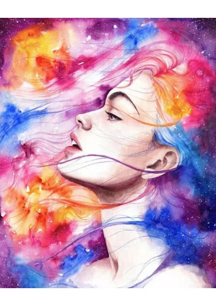 Canvas Özgürlesmis Kadın Sayılarla Boyama Seti Kasnaklı